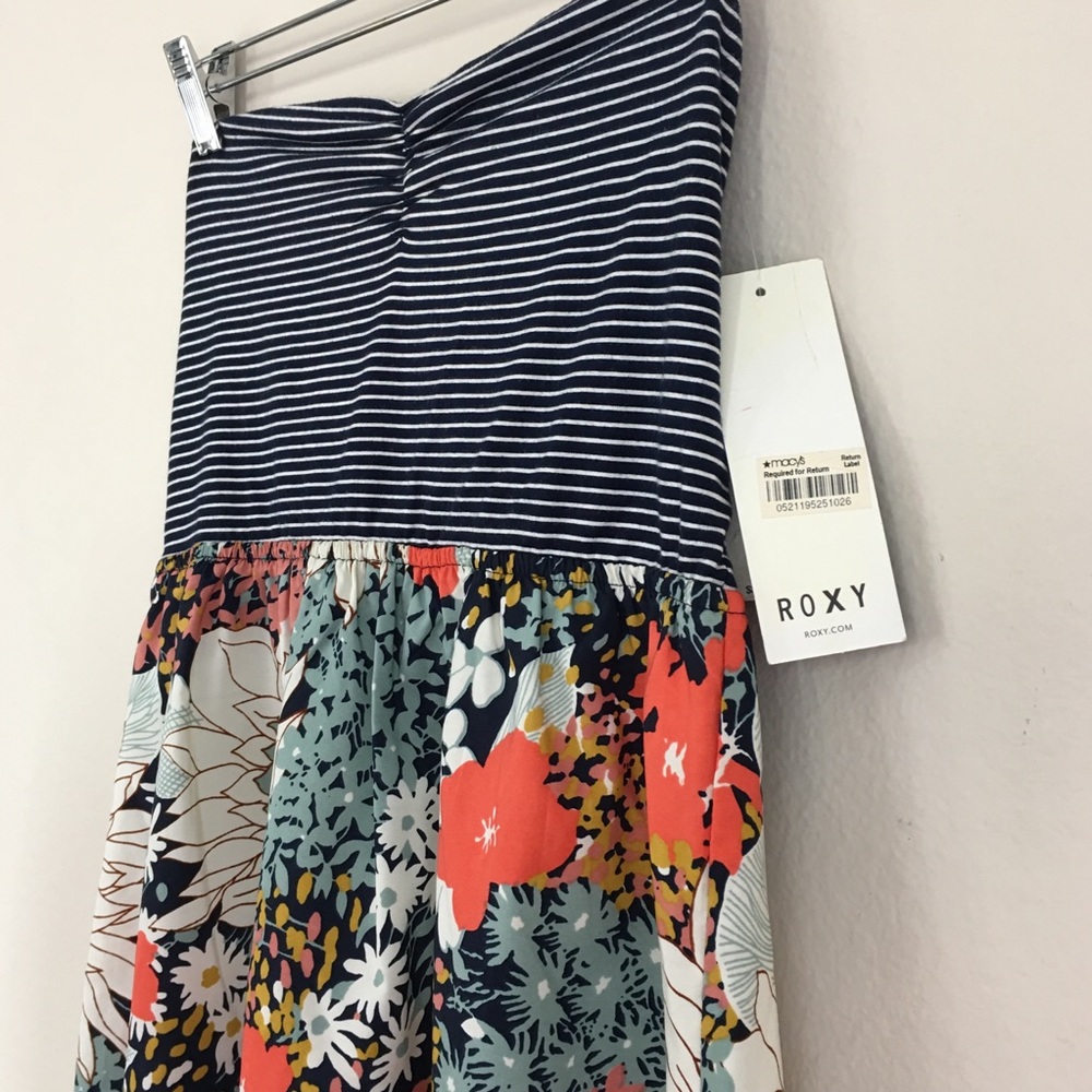 Roxy Strapless Dress - Striped/Floral - Large